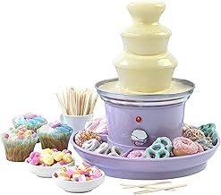 Giles & Posner EK3428GSPP Chocolate Fountain - 3 Tier Electric Cascading Fondue Set with Hot Melting Pot Base, Party Dip & Share Machine, Set Includes 2 Food Trays & 100 Bamboo Skewers, 70-90W, Purple