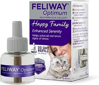Feliway Optimum 30 Day Refill | 48ml Feliway Optimum Refill For Plug In Anxiety Relief Pheromone Diffuser For Cats | Calm Your Cat And Reduce Behavioural Issues And Stress With Feliway Optimum