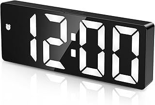 Criacr Digital Alarm Clock, Bedside Alarm Clock with 6.5" Display, LED Small Desk Clock with Snooze, 5 Levels Adjustable Brightness, 12/24H, DST, Type-C/Battery Powered Alarm Clock for Home, Office