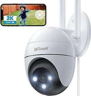 ieGeek 5MP PTZ Security Camera Outdoor - CCTV Camera Systems Outdoor with 15M Color Night Vision,WiFi Home IP Camera with Human Detection,Siren,2-Way Audio,Work with Alexa,Memory/Cloud(Wired)