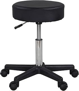 Display4top Black Adjustable Rolling Cushion Tattoo Massage Hydraulic Salon Stool,5 Wheels