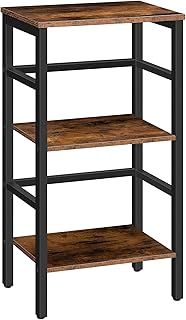 HOOBRO Tall Side Table, Record Player Stand, 3-Tier End Table, Plant Stand, 3-Layer Bookshelf, 40 x 30 x 81 cm, Industrial, for Living Room, Bedroom, Home Office, Kitchen, Rustic Brown EBF80CJ01