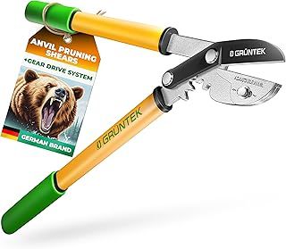 Grüntek Anvil Pruning Loppers 470 mm, Sharp Lopping Shear Grizzly 470 mm, with Gear Drive Cutting System. Two in ONE Secateur and loppers !!
