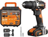 WORX WX355.1 20V 55Nm Cordless Brushless Combi Hammer Impact Drill with 2.0Ah Battery, Charger & Case (20 Torque Settings)