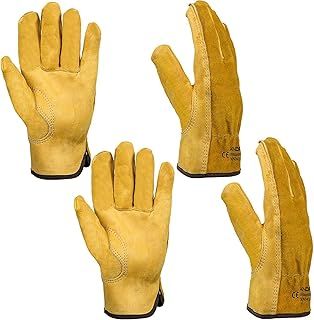 Xndryan Gardening Gloves for Women and Men, 2 Pairs Garden Gloves Thorn Proof Heavy Duty Gloves Breathable Flexible Safety Leather Working Gloves for Garden, Yard, Mechanic, Welding (Medium)