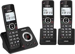 VTech ES2052 DECT Cordless Phone with Answering Machine,Call Block,Easy-to-Read Backlit Display,Landline Phone with 18 Hours Talk-time,Volume Booster,Handsfree Speakerphone,Speed Dial,Trio Handset
