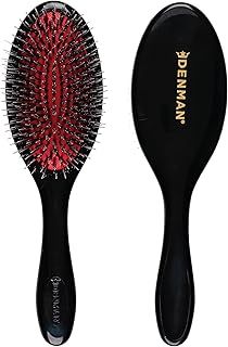 Denman Style & Shine Smoother Hairbrush with Soft Nylon Quill Boar Bristles - For Smoothing, Detangling, Straightening Hair – D81M Medium Black
