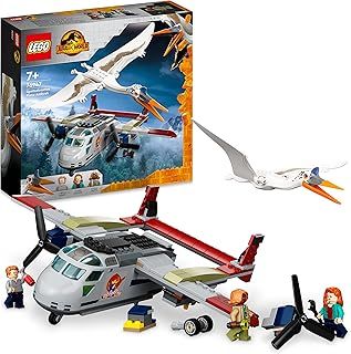 LEGO Jurassic World Quetzalcoatlus Plane Ambush 76947 Building Kit; Fun Toy Playset for Kids Aged 7 and Up, Featuring a Brick-Built Aeroplane, Pterosaur Figure and 3 Minifigures (306 Pieces)