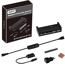 Raspberry Pi Zero 2 W Case Kit with Aluminum Case, 20Pin GPIO Header, Micro USB to OTG Adapter, HDMI Cable, Copper Heatsink, ON/Off Switch Cable