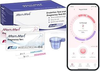 MOMMED Ovulation and Pregnancy Tests, LH and HCG Fertility Test for Women, includes 20 Pregnancy Test Strips, 60 Ovulation Test Strips, 80 Urine Cups, Time Tracking Chart, Rapid and Accurate Results