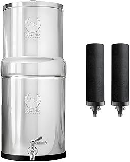 6-Litre NSF Certified AISI 304 Stainless Steel Countertop Water Filter System with 2 Smart (Black) Carbon Filter Elements & Free Stainless Steel Water Spigot (6 L)