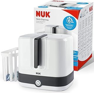 NUK Vario Express Bottle Steriliser | Steam Sterilises up to 6 Baby Bottles & Accessories in 6 Minutes | Auto Switch Off | Removable Basket & Poles | UK 3 Pin Plug