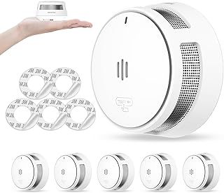 Smoke Alarm, 10 Years Battery, Smoke Alarms for Home, Fire Alarm with Mute Remotely Function,Big Test/Silence Button Smoke Alarms, Conforms EN14604, UKCA (5 Smoke)