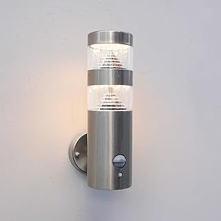 NBHANYUAN Lighting LED Outdoor Wall Light with 4 Modes PIR Sensor,SUS304 Stainless Steel Outside Wall Lamp for Garden,Enterway Wall Lights Fixture Mains Powered 220-240V 9W IP44 1000LM