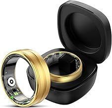 findtime Smart Ring for Men Women Gold Fitness Ring Android iOS Fitness Tracker Heart Rate Blood Oxygen Sleep Monitor Activity Tracker for Sports Time, Distance, Calories,GD12