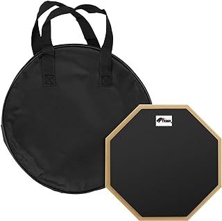 TIGER TDA4-10 10" Drum Practice Pad with Carry Bag - Desktop or Stand Mountable Black