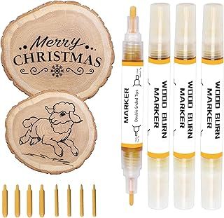 kintsukuroi Wooden Burning Marker, 4PCS Scorch Pen for Wood Burn, Double Sided Art Wood Burn Paste Marker, Accurately & Easily Burn Designs on Wood & Crafts, Suitable for Beginners DIY Wood
