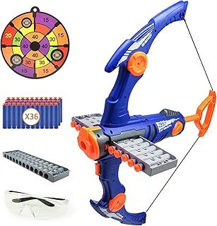 Bow and Arrow Set for Kids Compatible with Nerf Gun Bullets, 12-Dart Clip Shot Foam Bullet Toy Archery Set with 36 Foam Darts for boys and girls, Kids Birthday Gifts for Boys Girls