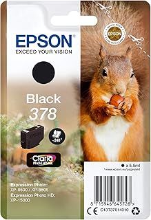 Epson 378 Black Squirrel Genuine, Claria Photo HD Ink Cartridge, Standard Capacity