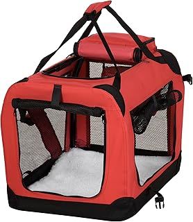 PawHut Folding Fabric Soft Portable Pet Dog Cat Crate Puppy Kennel Cage Carrier House Medium 23" Red New