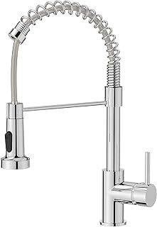 FORIOUS Kitchen Tap, Spring Kitchen Sink Mixer Taps, Commercial Faucet Single Handle Lever, High Arc Swivel 360 with 2 Spray Mode, Polished Chrome