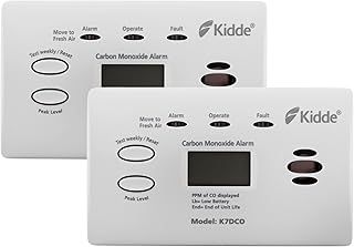 2 Pack Kidde 7DCO Portable Digital Display Carbon Monoxide Alarm for Travel, Holiday, Caravan, Boats & Home - AA Battery Powered