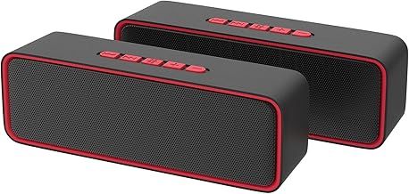 Portable Wireless Speaker, Bluetooth 5.0 Speaker with 3D Stereo HiFi Bass, 1500mAh Battery, 12 Hour Playtime (Red - 2 Pack)