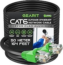 GearIT 34.8m Cat6 Direct Burial Ethernet Cable - Cat 6 Outdoor Waterproof, In-Ground, UV Jacket - UTP 550 Mhz High Speed Internet Broadband Network - CCA (34.8 Meters, 100 Feet)
