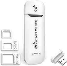 Ivilon Mini Portable Wifi 4G LTE Dongle Sim Modem, USB Plug, Wireless Router with SIM Card Slot Support, Portable Travel Hotspot Support LTE B1/B3/B7/B8/B20/B38/B40/B41 With SIM card slot