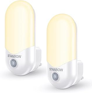 Night Light Plug in Wall, 2 Pack Motion Sensor Night Light, 3000K Warm White Plug in Night Light for Hallway, Stairs, Kitchen, Bedroom and More