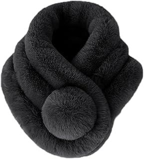 Faux Fur Scarf Fake Fur Scarfs Winter Neck Warm Collar Scarf with Soft Ball for Women