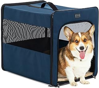 Petsfit Dog Travel Crate,Collapsible Dog Crate, Upgrade Zipper and Strengthen The Seam, to Prevent from Escaping,Soft Dog Crate with Fleece Mat