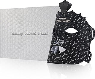 LED Face Mask Light Therapy Cordless Red Light Therapy for Face Neck Soft Silicone Light Therapy Mask for Acne, Wrinkles, and Skin Rejuvenation (black)