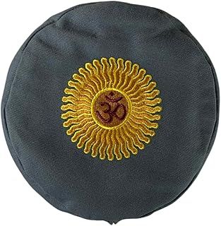 Yoga Bolster Filled with Organic Buckwheat Hulls (Grey with Yellow Symbol)