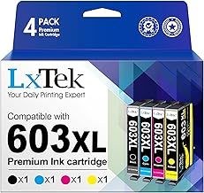 LxTek 603XL Compatible Ink Cartridge Replacement for Epson 603 XL for XP-4100 XP-3100 XP-2100 XP-2105 XP-4105 XP-3105 Workforce WF-2830 WF-2850 WF-2835 WF-2810 (Black Cyan Magenta Yellow，4-Pack)