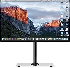 Pholiten Single Monitor Stand, Single VESA Desk Mount for Most 13”-32” PC Screens, Adjustable Freestanding Single Monitor Mount with Tempered Glass Base, Swivel Tilt Rotation, Max VESA 100x100mm