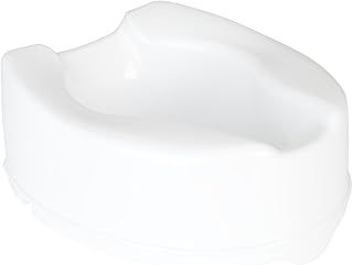 Homecraft Savanah Raised Toilet Seat without Lid, Elongated & Elevated Lock Seat Support for Elderly, Handicapped and Disabled Users, White Colour, 150 mm (6'')