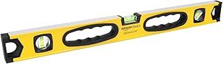 Amazon Basics 60.9 cm Shock Resistant Aluminum Alloy Magnetic Spirit Level Plumb/Level/180 90 45-Degree Bubbles, Yellow