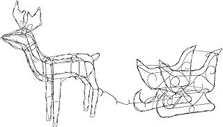 WeRChristmas Pre-Lit Animated Multi-Function Reindeer and Sleigh Silhouette, 80 cm - Bright White