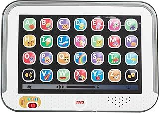 Fisher-Price Pretend Tablet Toddler Learning Toy with Lights Music and Smart Stages Educational Content, Gray, Laugh & Learn UK English Version, CDG33