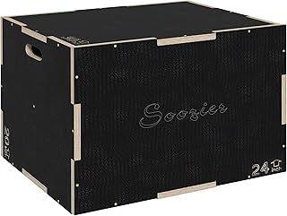 3-in-1 Wooden Plyo Box, Anti-Slip Plyometric Jump Platform, Step Up Exercise Box with Handle Openings for Home Gym, Workout Training