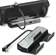 J&D 6-in-1 Docking Station for Steam Deck/ROG Ally | HDMI 2.0 4K@60Hz, Gigabit Ethernet 1000M, 3 USB-A 3.0, 100W USB-C Charging Port | Steam Deck/ROG Ally Dock Station, Grey