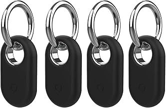 Smarttag2 Case, 4PCS Silicone Smart Tag 2 Case with Silver Keychain, Samsung Smart Tag 2 Case for Keys, Luggage, Pets (4PCS Black）