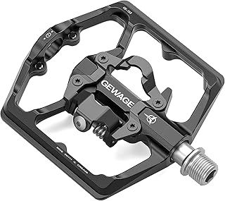 GEWAGE Mountain Bike Pedals- Dual Function Bicycle Flat Pedals and SPD Pedals- 9/16" Platform Pedals Compatible with SPD for Road Mountain BMX Bike