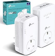 TP-Link AV1300 Gigabit Passthrough Powerline ac Wi-Fi Kit,up to 1200 Mbps WiFi speed,Wi-Fi Extender,Extra Power Socket,Works with OneMesh,No Configuration Required,UK Plug (TL-WPA8631P KIT),White
