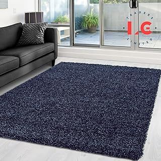 EXTRA THICK HEAVY PILE SOFT LUXURIOUS SHAGGY MODERN AREA BEDROOM HALL RUG RUNNER MAT (Navy Blue, 120 x 170 cm)