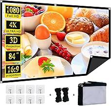 Foldable 84-inch Projector Screen,XINLEMY 4k 16:9 Anti-Crease Portable Washable Projector Backing Black Absorbs Light Movies Screens for Home Theater Backyard Indoor and Outdoor camping