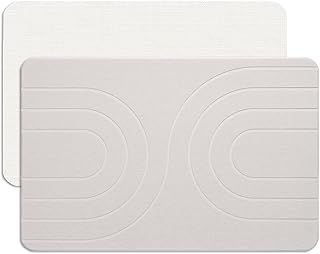 Feilifan Stone Bath Mat - Diatomaceous Earth Mat, Fast-Drying Diatomite Shower Mat, Water Super Absorbent Stone Mats for Bathroom Kitchen, Easy to Clean (23.5" X 15" X 0.4", White)