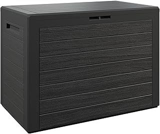 CASARIA® Lille Waterproof Garden Outdoor Storage Box 190L | Plastic, Lockable With Lid | Parcel, Tool Container | Out Door Toy, Cushion Chest | Anthracite