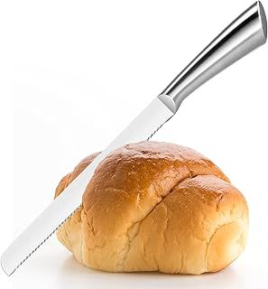 Serrated Bread Knife, Pastry-Slicer - 10 Inch/24CM Blade,One-Piece Stainless Steel Design,Best Knives for Slicing Bread, Bagels, Cake